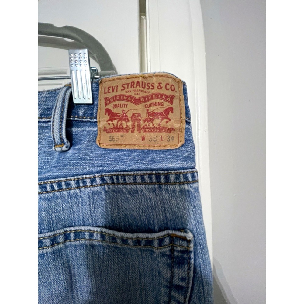Levis Mens 569 Loose Straight Relaxed Fit Blue Denim Jeans 38x34